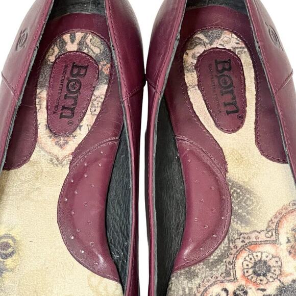 Born Maroon Ruffled Pleated Braided Strap Buckle Classic Ballet Flats Size 10 - Picture 6 of 7